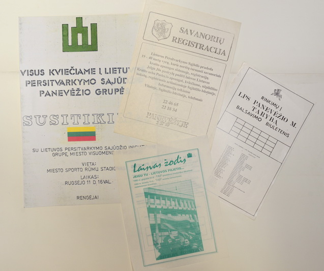 Dokumentai iš Lietuvos persitvarkymo sąjūdžio Panevėžio miesto tarybos archyvo. PANEVĖŽIO KRAŠTOTYROS MUZIEJAUS RINKINIŲ (G. Kartano) nuotr.
